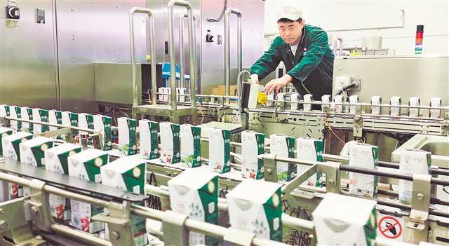 天友百特牛奶生产线，工人正在忙碌。（资料图片）（受访者供图）